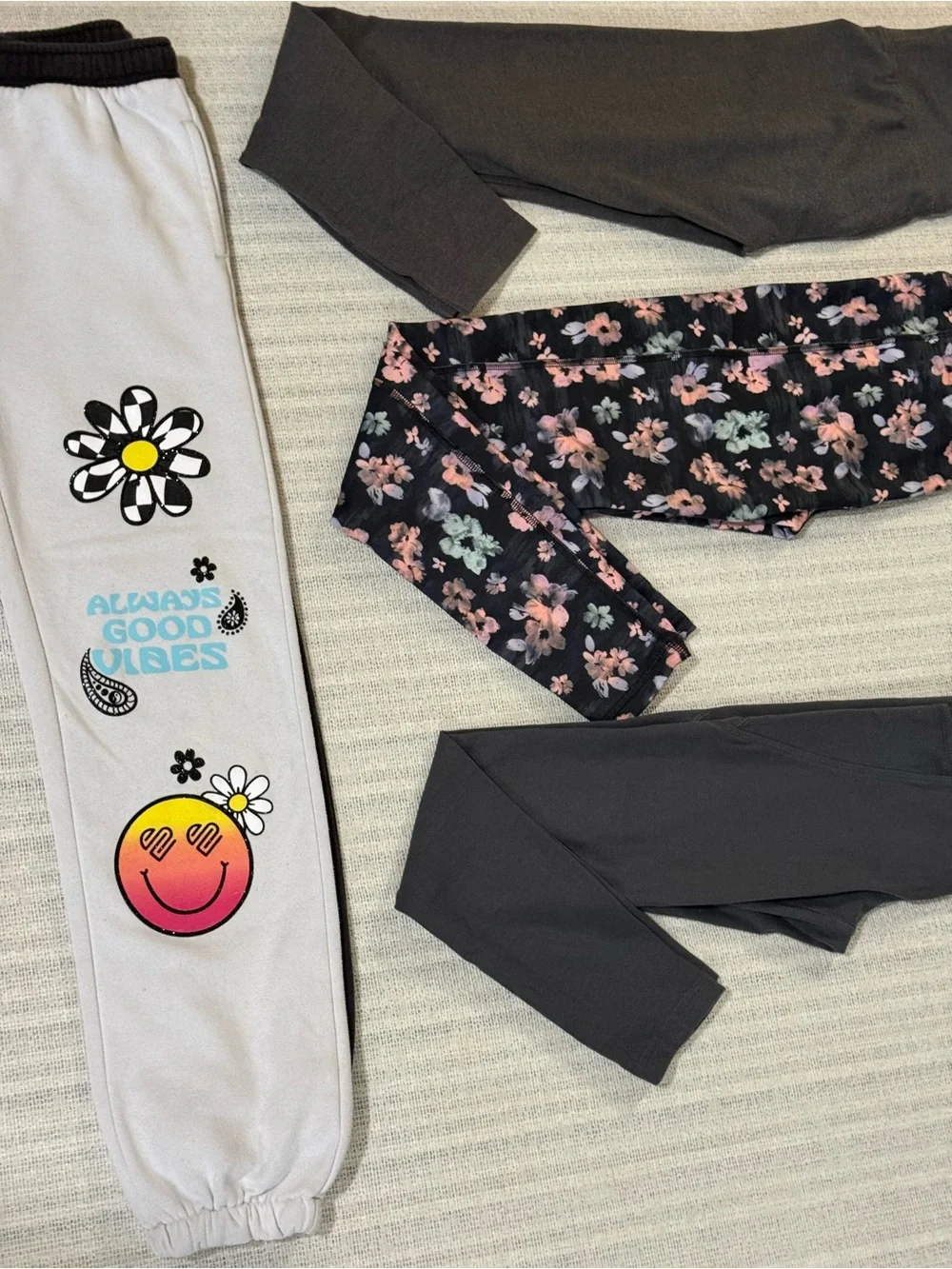 Justice Girl's sz 10 Leggings and Joggers Pants Lot of 4 Floral and Solid